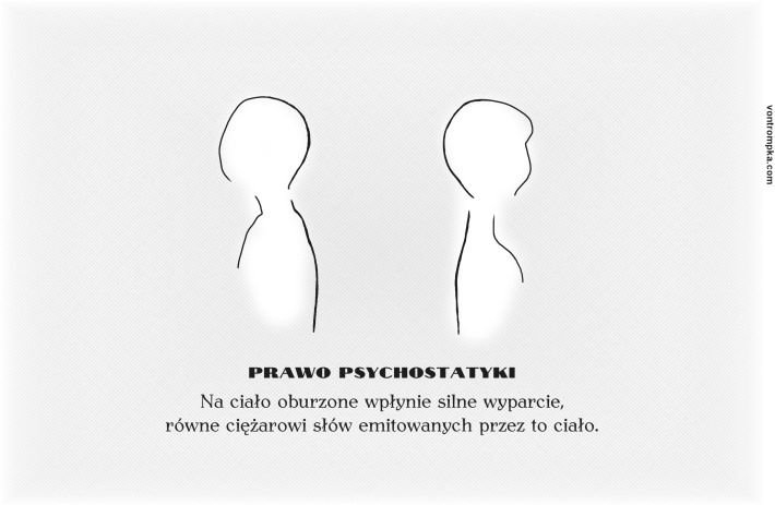 prawo psychostatyki Na ciało oburzone wpłynie silne wyparcie, równe ciężarowi słów wypartych przez to ciało.