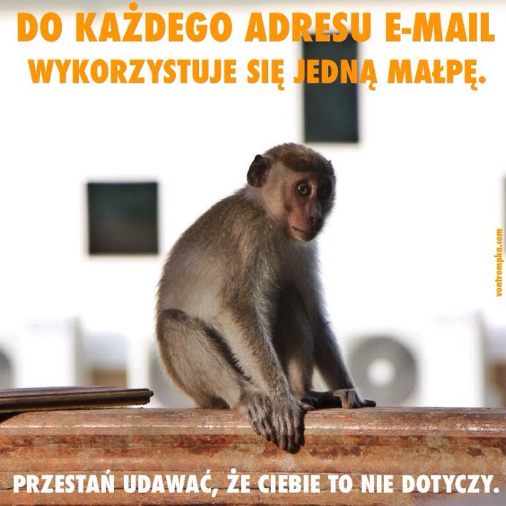 do każdego adresu e-mail wykorzystuje się jedną małpę. przestań udawać, że ciebie to nie dotyczy.