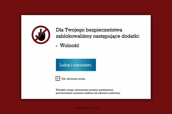 dla twojego bezpieczeństwa zablokowaliśmy następujące dodatki: - wolność lubię i rozumiem tak, doceniam ironię Wszelkie uwagi i komentarze prosimy przekazywać pod dowolnym numerem telefonu lub adresem mailowym.