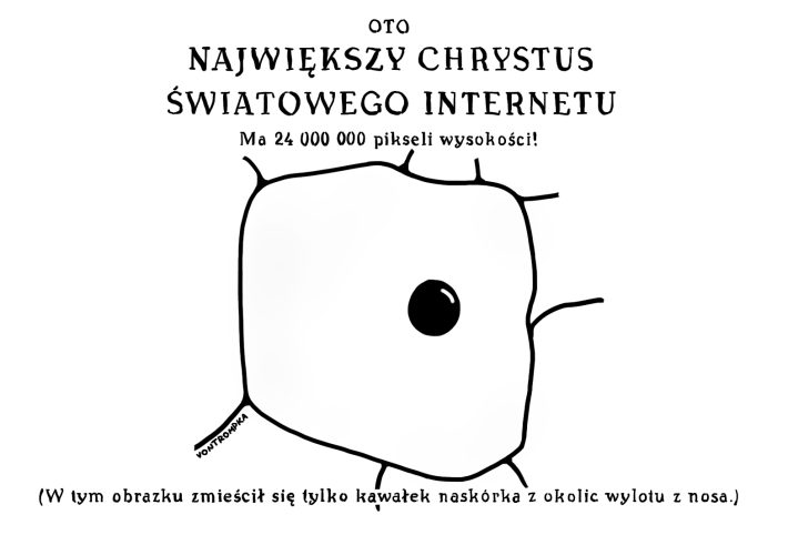 oto największy Chrystus światowego internetu ma 24000000 pikseli wysokości w tym obrazku zmieścił się tylko kawałek naskórka z okolic wylotu z nosa.