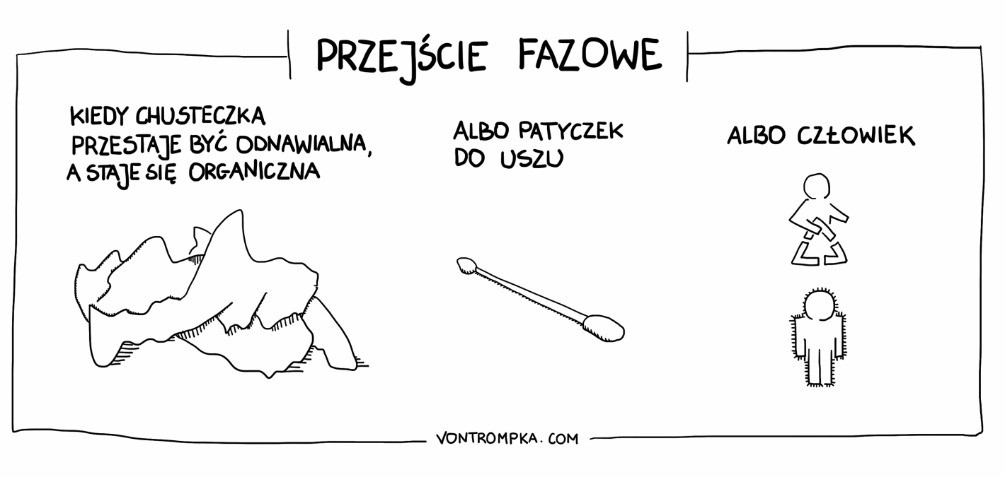 kiedy chusteczka przestaje być odnawialna, a staje się organiczna. albo patyczek do uszu. albo człowiek.