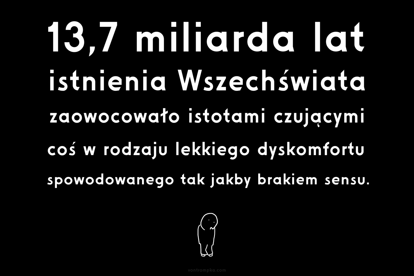 13,7 miliarda lat istnienia Wszechświata zaowocowało istotami czującymi coś w rodzaju lekkiego dyskomfortu spowodowanego tak jakby brakiem sensu.