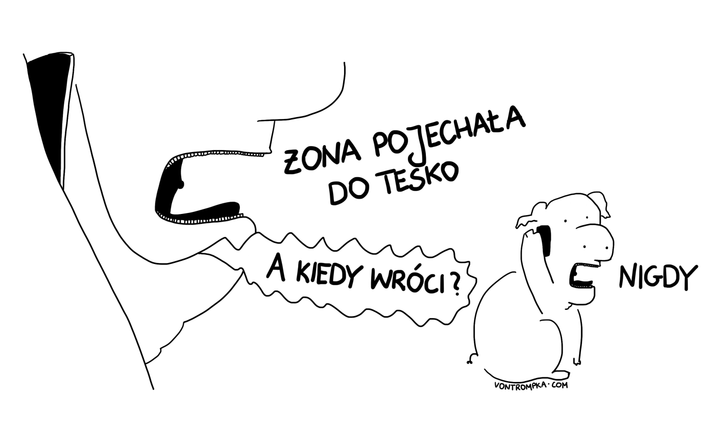 żona pojechała do tesko. a kiedy wróci? nigdy.