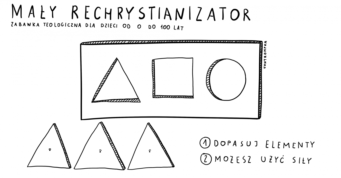 mały rechrystianizator. zabawka teologiczna dla dzieci od 0 do 100 lat. dopasuj elementy. możesz uzyć siły.